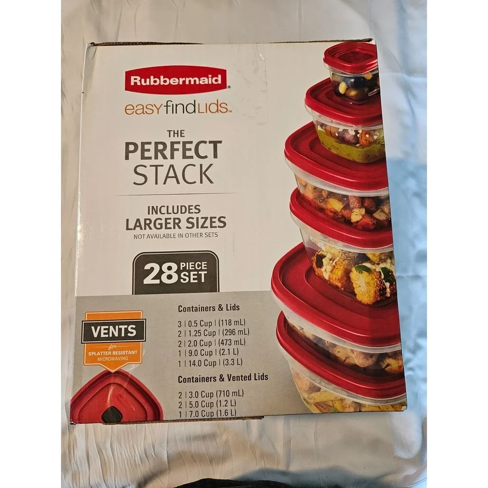 Rubbermaid Perfect Stackable 28 Pcs Set Vents BPA Space Saver Organize Meal Prep